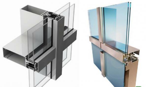 glass fin curtain wall facade stick built system 